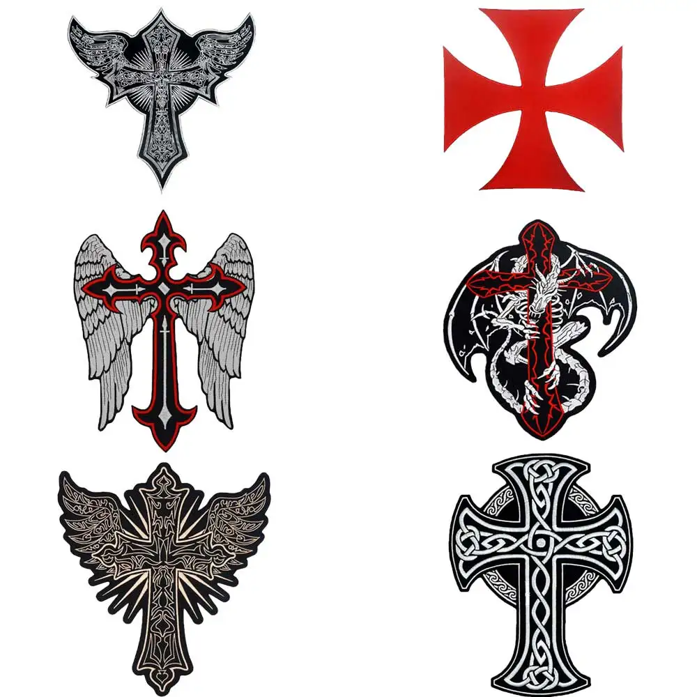 Большие байкерские нашивки в стиле панк с вышитыми крыльями Иисуса дракона