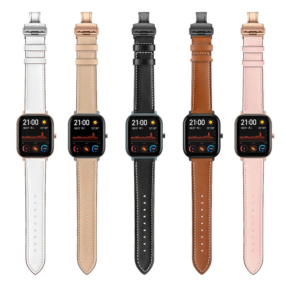 Кожаный ремешок с бабочкой для Xiaomi Huami Amazfit Bip/GTR 42 мм 47 часов GTS/Stratos 3 браслеты |