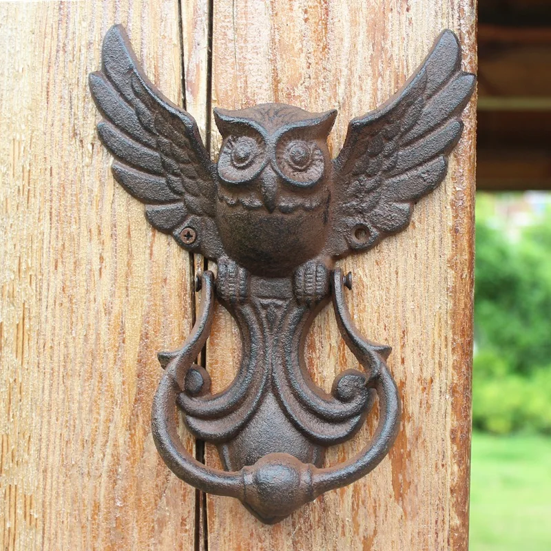 

American style Retro owl Door Knocker Industrial wind cast Iron Patio Door Handle Garden Door Wall Decoration Furniture Hardware