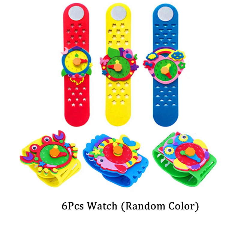 6Pcs Watch 2/6/12 шт DIY 3D эва пенопластовые ремесленные Стикеры часы ручной работы часы обучения Рюкзак Для садика, образовательные игры новые игрушки ZXH - Цвет: 6Pcs Watch