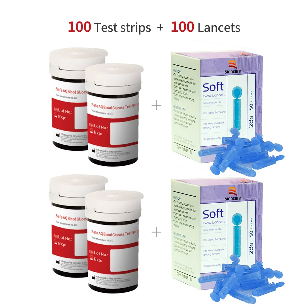 Sinocare Veilig AQ Smart mg/dL mmol/L Bloedglucosemeter комплект глюкометра и тест-полоски Lancetten pijnloos Bloed Suiker Tes - Цвет: Цвет: желтый