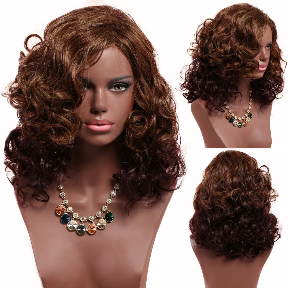

DANBO short brown hair natural wavy women's wig synthetic heat-resistant wig suitable for all kinds of gatherings