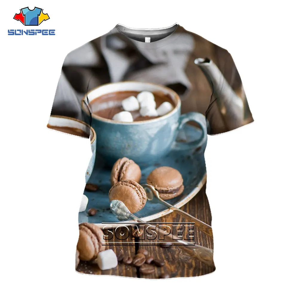 

SONSPEE 2021 The New Men's And Ladies' T Shirts 3D Printed Sweets Food Donuts Fashion Cool Casual Harajuku Large Round Neck Tee