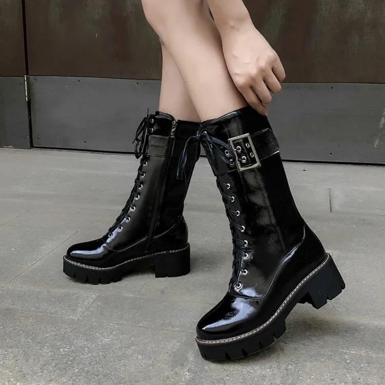 

Plus Size 10 11 12 boots women shoes ankle boots for women ladies boots shoes woman winter Side zipper with belt buckle