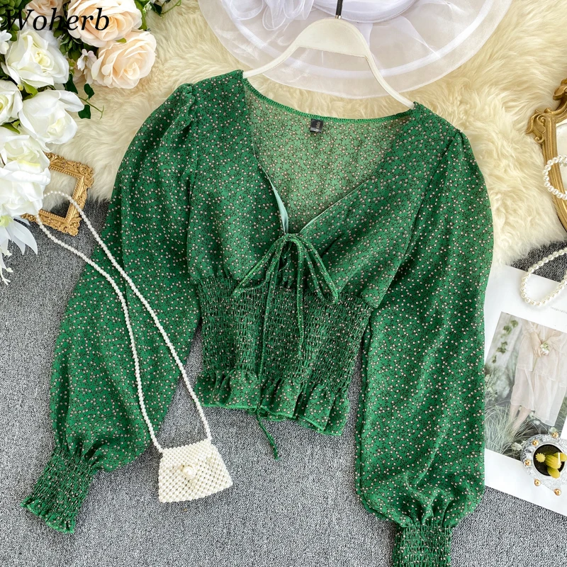 Woherb плиссированная женская блузка с бантом сексуальный короткий топ V образным