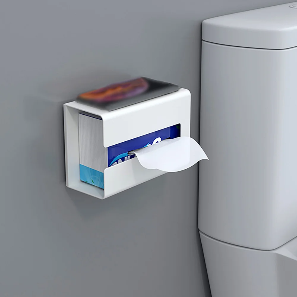 

2pcs Waterproof Box Punch-Free Bathroom Tissue Box Storage Holder