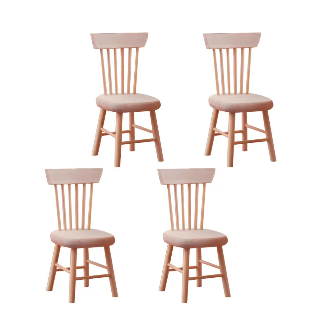 

4 Pcs Simulated Chair Toys Artificial Micro Decors Photograph Layout Props Wooden Ornaments for Doll House Micro World Supplies