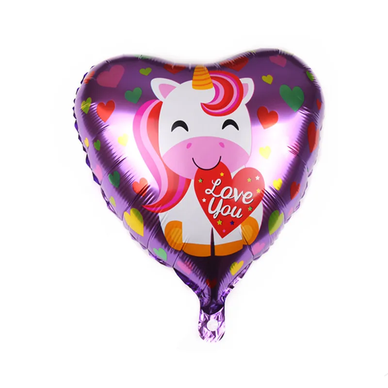 18 Inch Heart Shaped Unicorn Pony Aluminum Foil Balloon Cartoon Birthday Party Decoration | Дом и сад