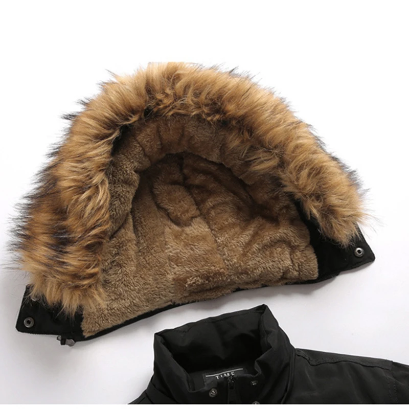 Зимняя мужская куртка пальто 2019 Модный Черный Армейский зеленый меховой