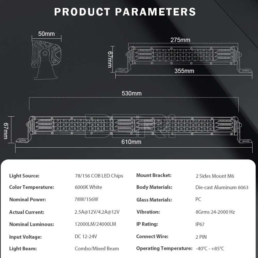 Тонсветильник светодиодная балка 10 дюймов 20 комбинированный луч