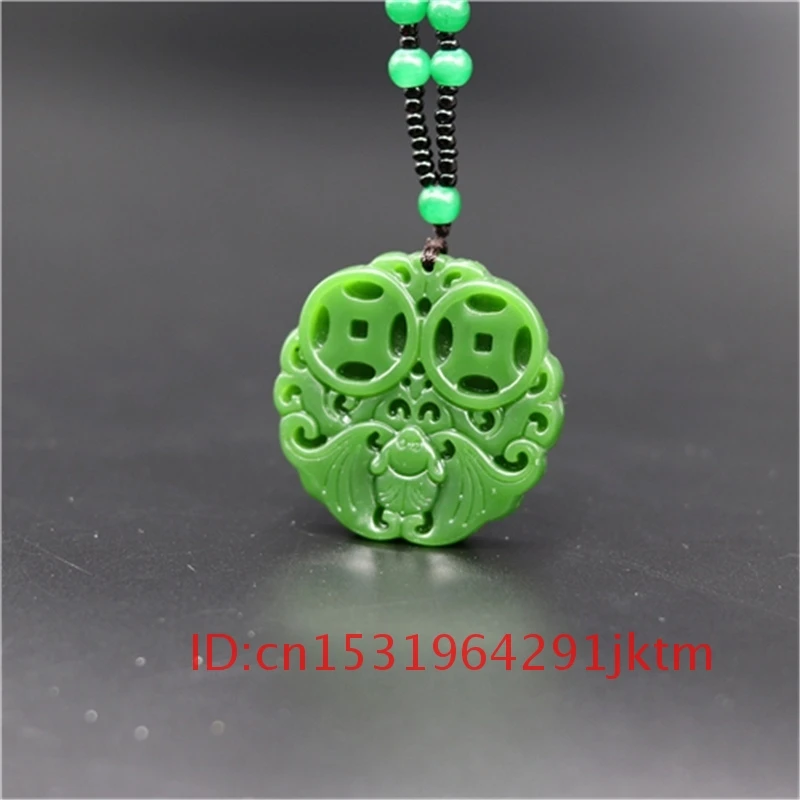 

Jadeite Amulet Gifts Hand Necklace Pendant Bat Natural Chinese Green Jewelry Women Charm Tiger Carved for Jade Fashion Men