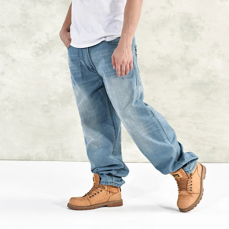 46 Plus Size 2021 New Summer High Quality Men's Baggy Male Casual Denim Straight Pants Fashion Loose Jeans Trousers Streetwear