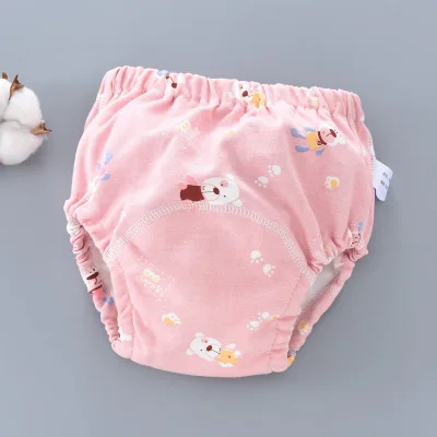 pink bear 6 Слои для детских подгузников, Водонепроницаемый многоразовые подгузники из ткани для подросткового возраста из хлопка, нижнее белье, трусики, Одежда для младенцев, смены подгузников - Цвет: pink bear