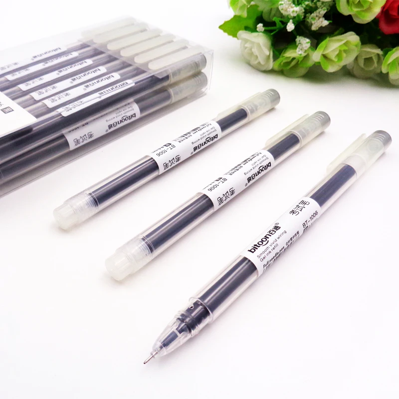 

school use stationery full needle tube push type gel pen refill black blue red 0.5mm large capacity transparent pen tube busines