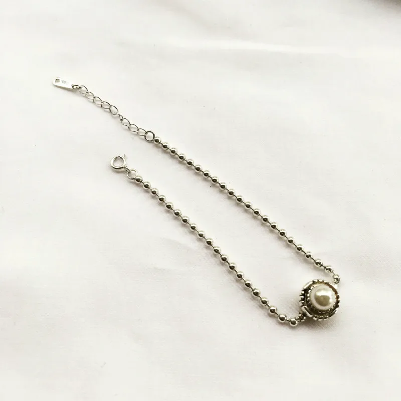 

Flyleaf Vintage Agate Pearl Bead Real 925 Sterling Silver Bracelets For Women Fine Jewelry Bracelets & Bangles Personalized