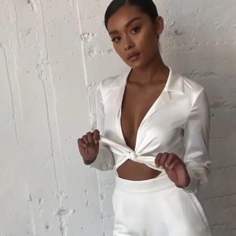Slaygirl, комбинезон, сексуальный комбинезон, женский, Повседневный, черный, белый, обтягивающий, облегающий, комбинезон, полный рукав, глубокий v-образный вырез, бант, топы, комбинезоны