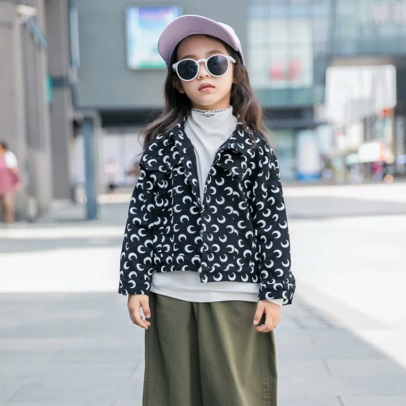 Коллекция 2019 года модное осеннее пальто луна верхняя одежда для девочек черное