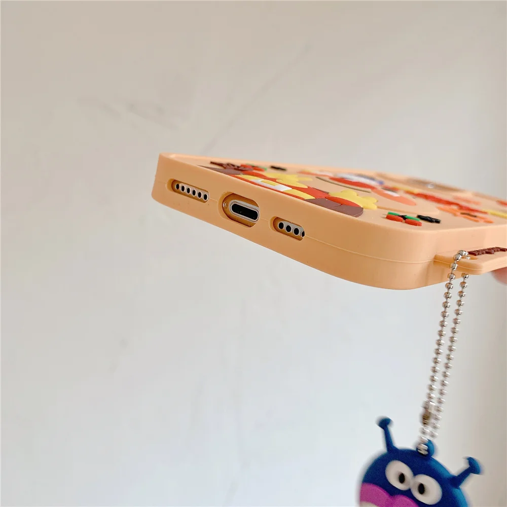 

Japan Cartoon Cute Anpanman Baikinman 3D Silicon Case For iPhone 12 11 Pro X Xs Max XR 8 7 Plus Square Soft Couple Phone Cover