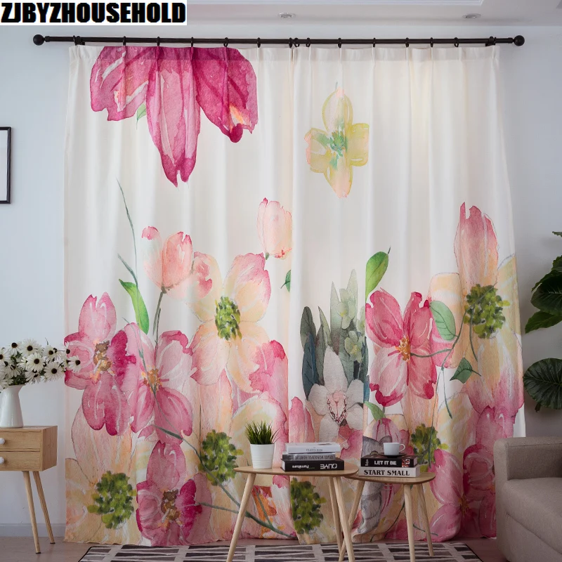 Занавеска с цветами для гостиной американский стиль пасторальная готовая