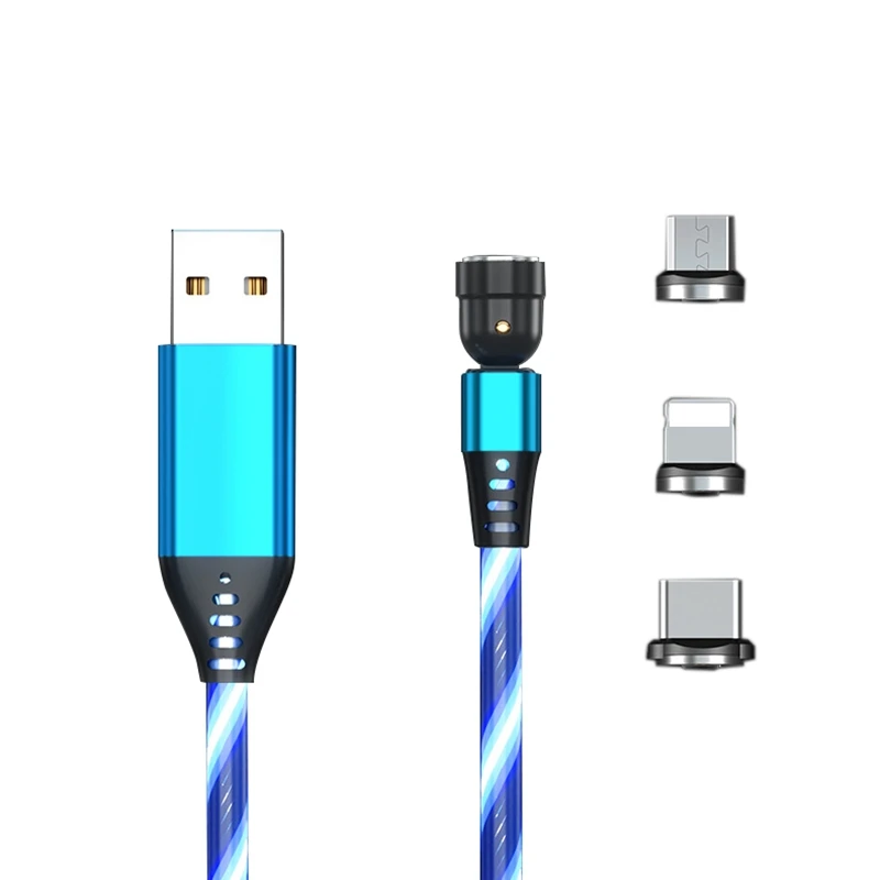 

Зарядный кабель Micro-USB Type-C для смартфона, Светодиодный светящийся Магнитный кабель для быстрой зарядки