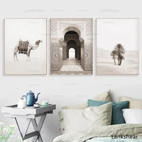 morocco door camel desert coconut palm wall art canvas painting nordic posters and prints wall pictures for living room decor