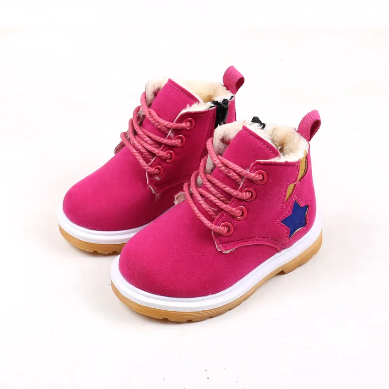 Кожа Хлопок Теплая обувь Женские ботильоны Туфли в стиле Принцесса Размеры 21-30