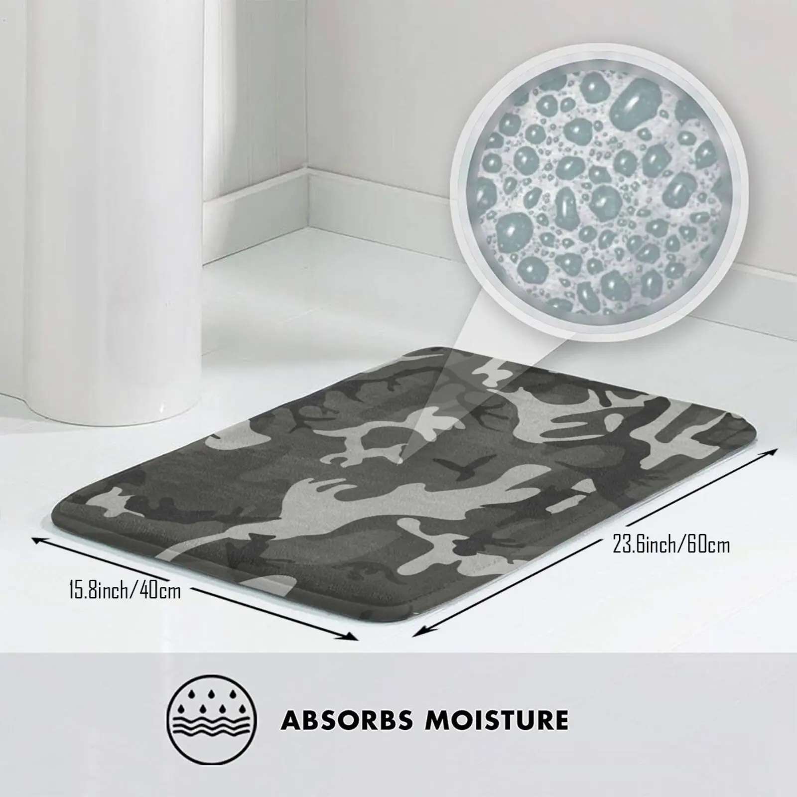 Серый Камуфляжный коврик ковер Противоскользящий для входной двери в спальню