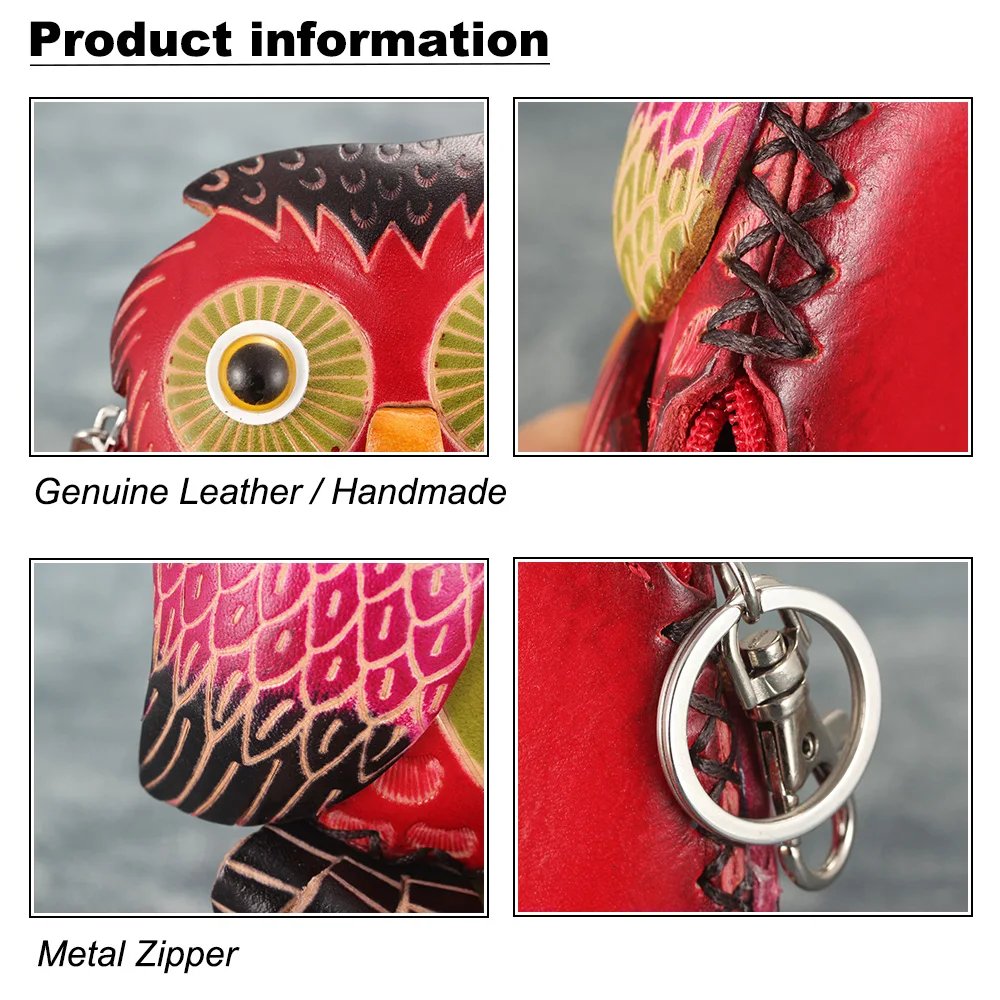 

Mini Purse Luxury For Kids Genuine Leather Small Woman Wallet Coin Pouch Baby Girl Bag Zipper Kawaii Cute Owl Design