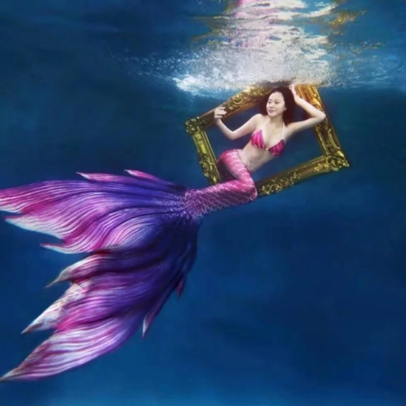 Купальник бикини с хвостом Русалочки и моноластом комплект из 3 предметов для