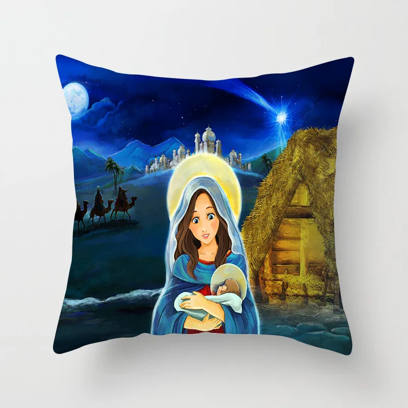 Elife Polyester Christianity Merry Christmas cushion cover throw Decorative pillow case Cover for sofa car Bedroom 45*45CM | Дом и сад