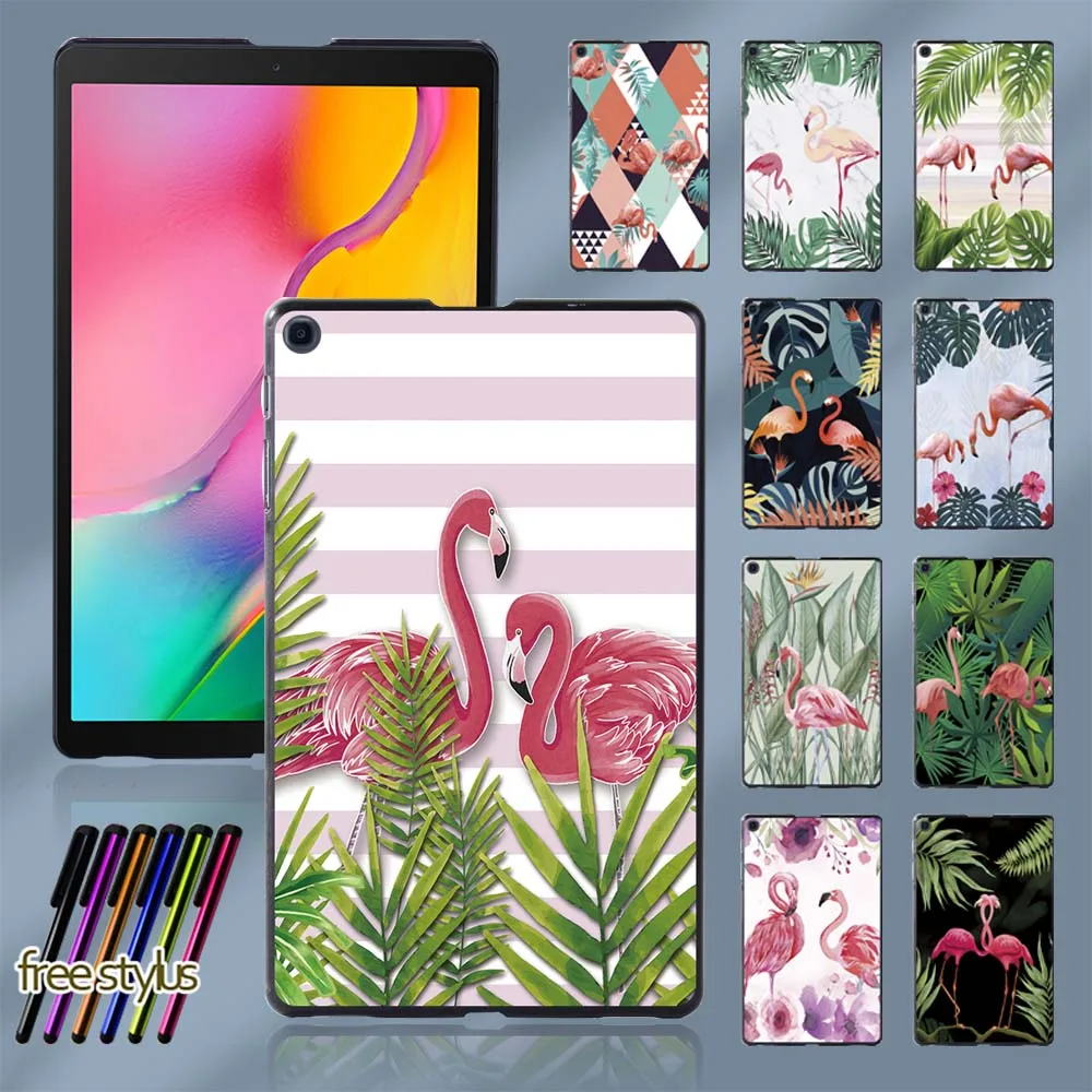 

Case for Samsung Galaxy Tab A 10.1 2019 T510/T515 Flamingo Printed Tablet Plastic Hard Protective Back Cover + Free Stylus