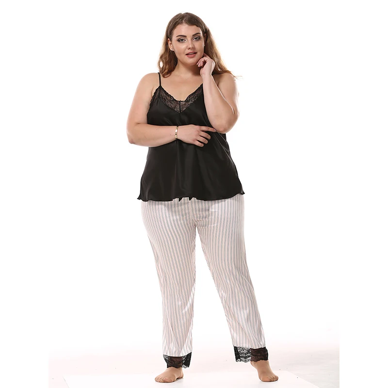 Пижамы большого размера женские сексуальные кружевные топы на бретельках с v