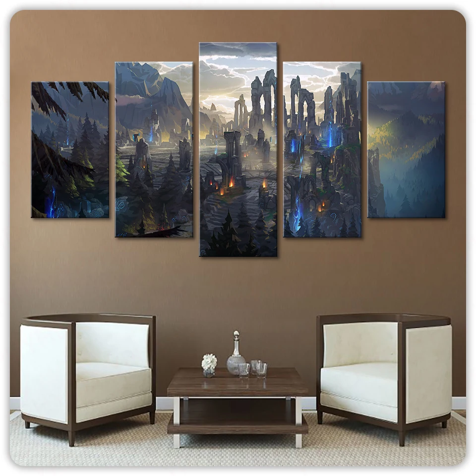 

Wall Art Home Decoration HD 5 Pieces League Of Legends Picture Canvas Print Poster Modular Picture Artwork Frame For Living Room