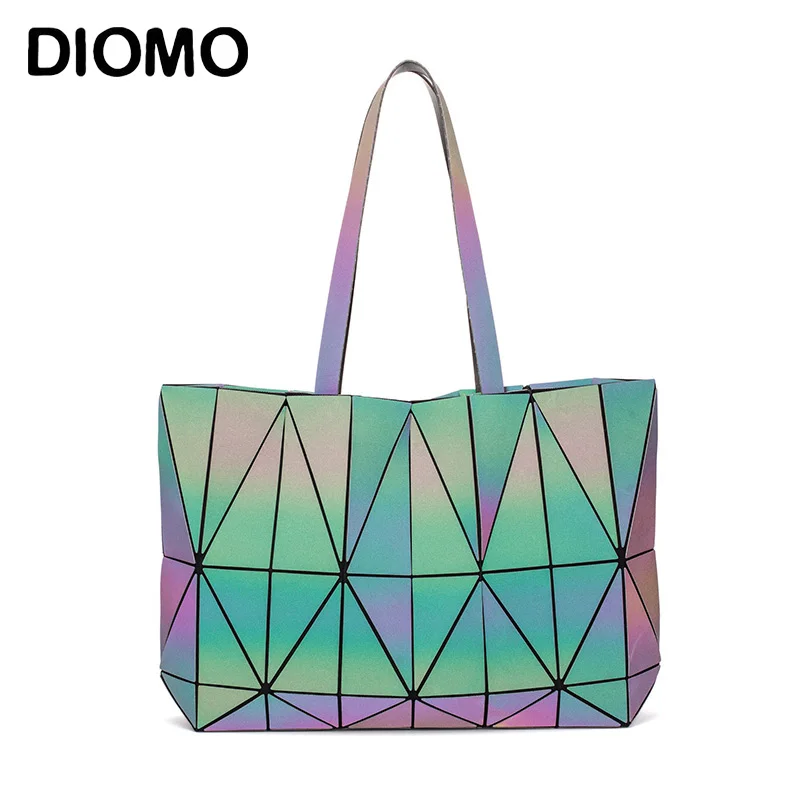 

DIOMO Luxury Brand Designers Geometric Rhombic Female Handbag Fashion Luminous Folding Shoulder Bags for Women Tote Handbags