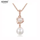 Модное ожерелье AENINE с имитацией жемчуга и стразы, розовое золото, свадебные украшения для женщин, подарок L2030018330