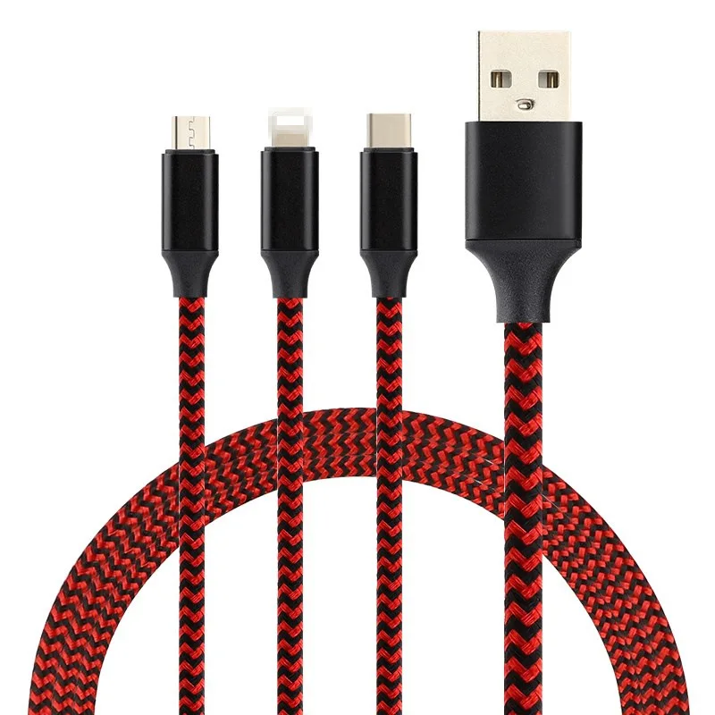 3 в 1 2.4A USB Мобильный телефон Micro Type C зарядный кабель для iPhone5 6 7 8 Plus X Huawei Xiaomi адаптер