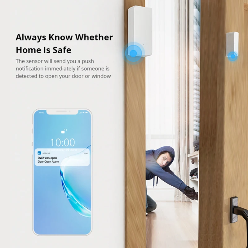 Датчик для дверей и окон SONOFF DW2 беспроводной Wi-Fi приложение с уведомлениями