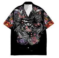 tessffel samurai japan tattoo 3d print men%e2%80%99s hawaiian shirts beach shirt fashion summer harajuku casual oversize streetwear s9