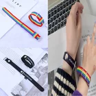 Браслет с радужными маргаритками для женщин и мужчин, модные Универсальные регулируемые лямки из хлопка и льна для влюбленных, ювелирные изделия