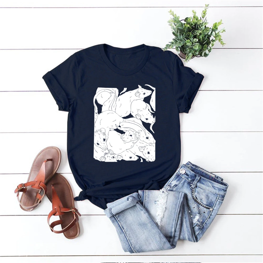 Жуткая Милая рубашка в виде крысы крутая футболка для влюбленных крыс Готическая