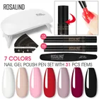 Набор ручек ROSALIND для гель-лака с УФ-лампой, базовым и верхним покрытием, гибридные салфетки для снятия лака, полуперманентные ручки для УФ-лака для маникюра