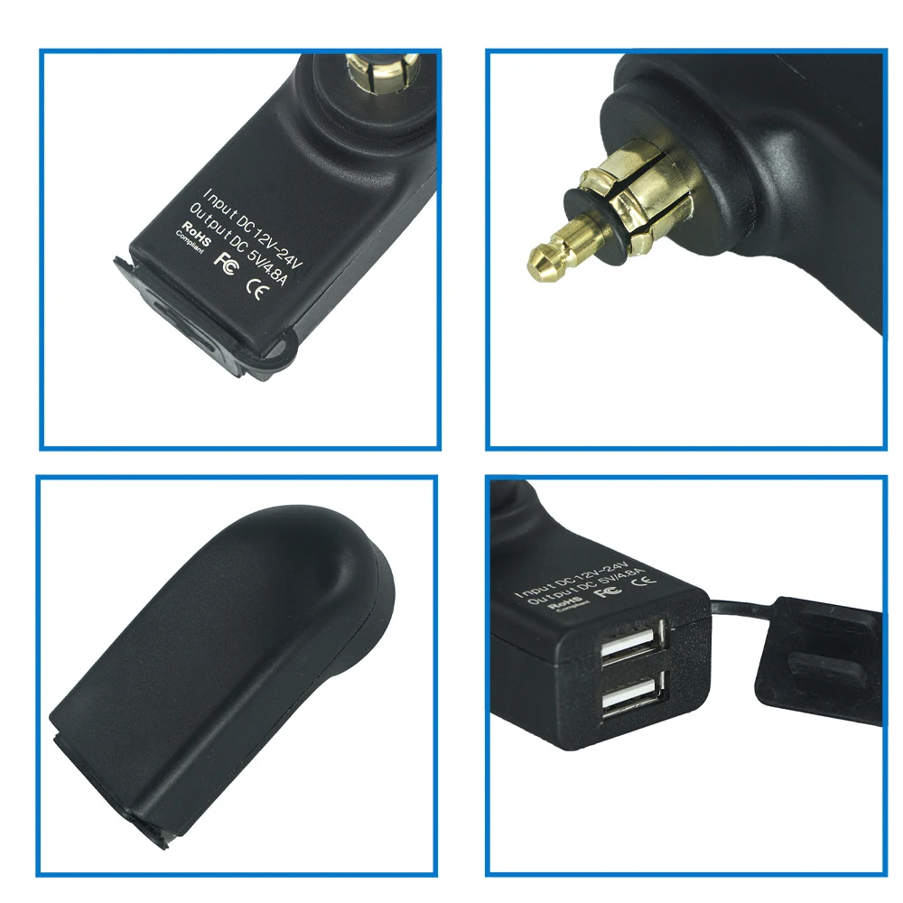Зарядное устройство с двумя USB-портами для мотоциклов и прикуривателей