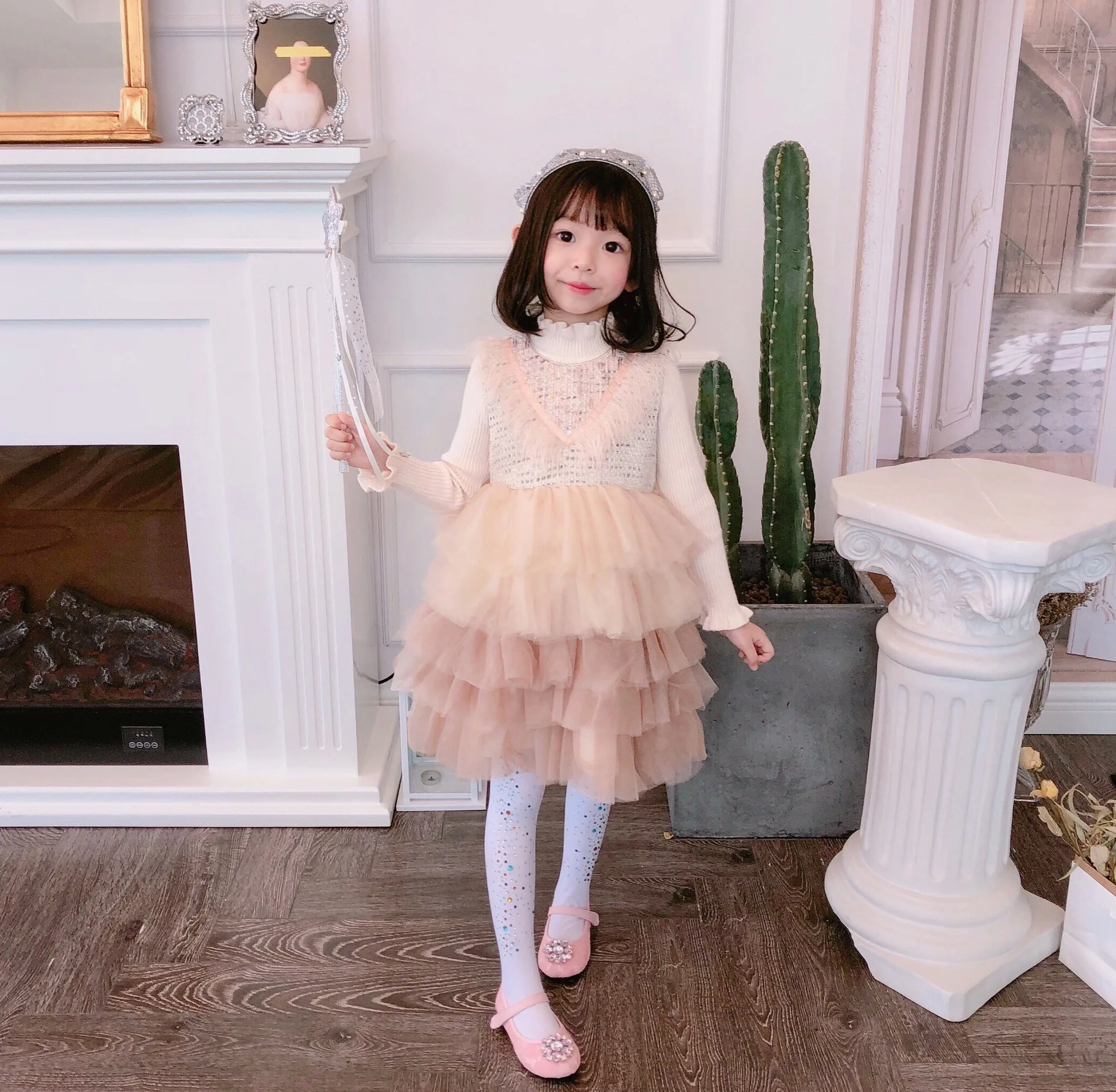 Girls Sequined Layered Dress Vest 2019 Fall/winter New Sweet Pink Toddler Girl Princess Christmas Tutu | Детская одежда и обувь