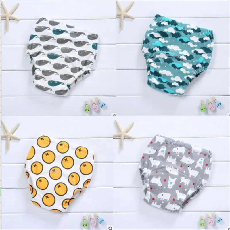 4 шт. детские штаны подгузники моющиеся тренировочные для новорожденных дышащие