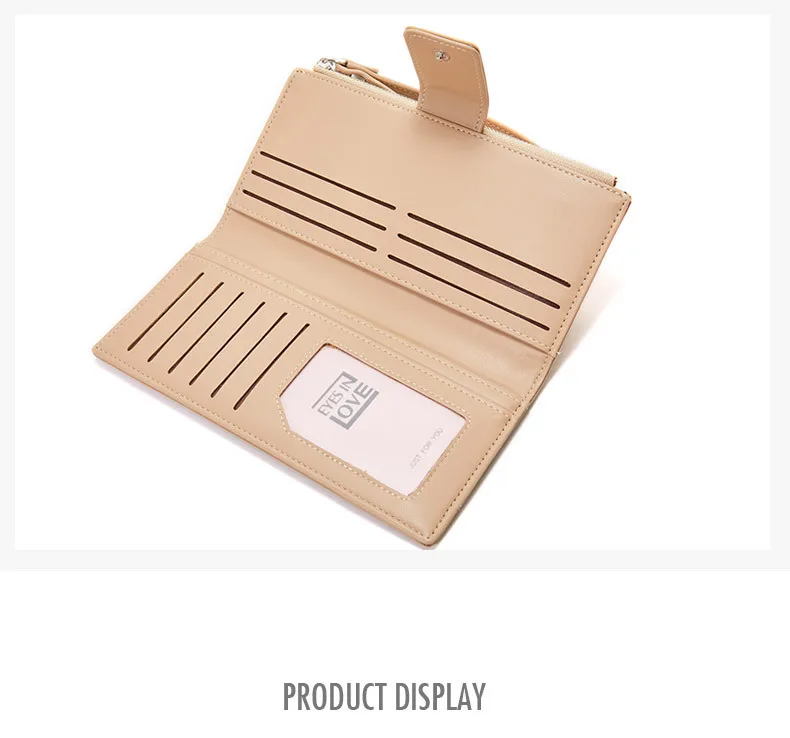 Женский Длинный кошелек из искусственной кожи с браслетом на молнии карман для