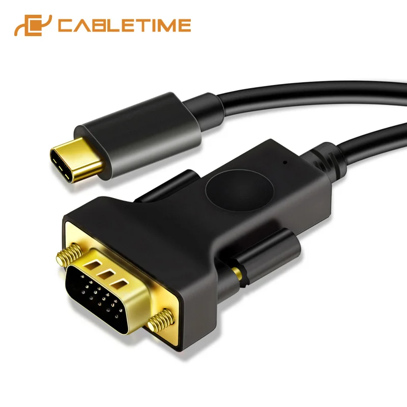 Кабель usb type C VGA CABLETIME 1080P черный кабель 1 8 м c для ноутбука UHD внешний видеопроектор
