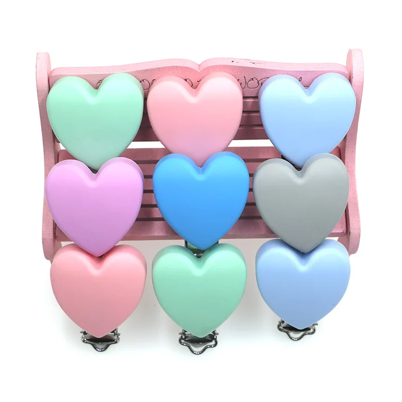 

Kovict 3pcs Heart Shaped Pacifier Clips Silicone Baby Nippe Holder Clip Non-toxic Nipple Clasps Pacifier Chain Silicone Rodent