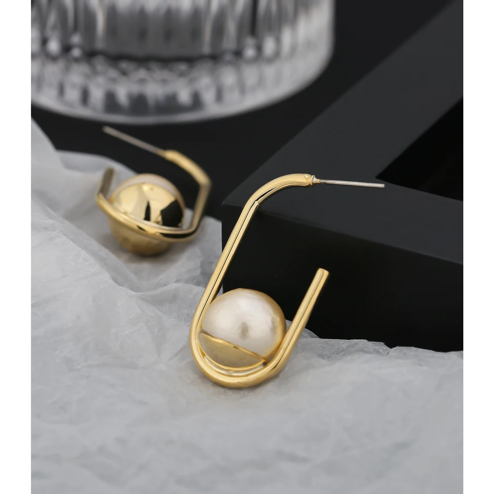 YMYW Fashion Korean Simulated Pearls Stud Earrings Charm Copper 16 k Plated Gold Metal for Women Pendientes Mujer 2019 | Украшения и