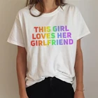 ЛГБТ, гей-Прайд, футболка лесбийская Радуга, Женская Эстетическая уличная одежда, графические футболки, Женская Винтажная футболка в стиле Харадзюку, kawaii