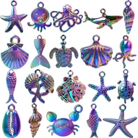 ocean series octopus shell charms for jewelry making pendant necklace diy accessories fish tail handmade necklace earring 20 pcs
